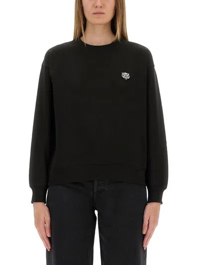 KENZO COTTON SWEATSHIRT WITH HAPPY TIGER PATCH