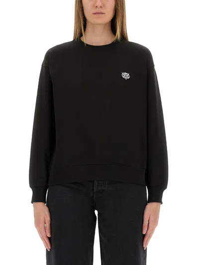 Kenzo Happy Tiger Crew-neck Sweatshirt In Black