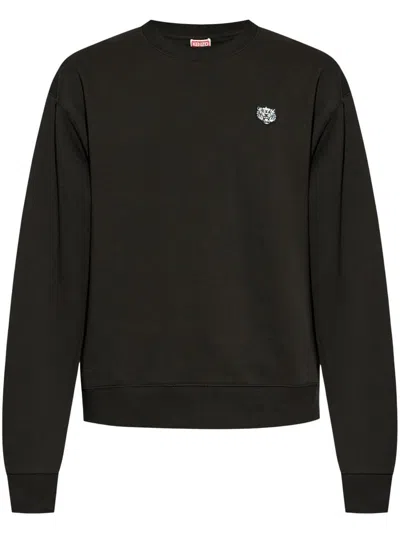 KENZO KENZO COTTON SWEATSHIRT WITH LOGO PATCH