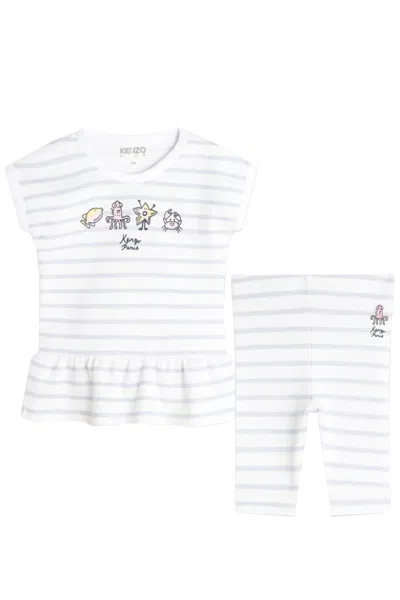 Kenzo Kids' Cotton T-shirt And Leggings In White