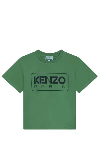 Kenzo Kids' Cotton T-shirt In Green