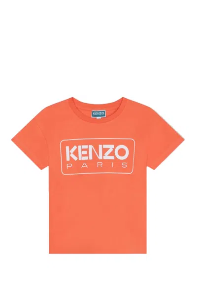 Kenzo Kids' Cotton T-shirt In Orange