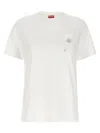 Kenzo 'boke Flower 2,0' White Crewneck T-shirt With Logo Patch On The Front And Logo Lettering On The Rear In White