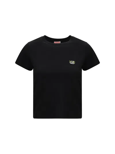 Kenzo Cotton T-shirt With The Embroidered Wild Tiger In Black