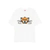 Kenzo 'gots Happy Tiger' White Crewneck T-shirt With Maxi Logo Embroidery On The Front And Logo Lettering