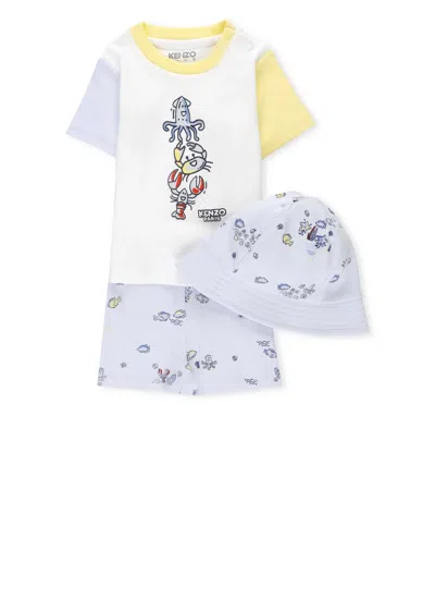Kenzo Babies' Cotton Three-piece Set In Multicolour