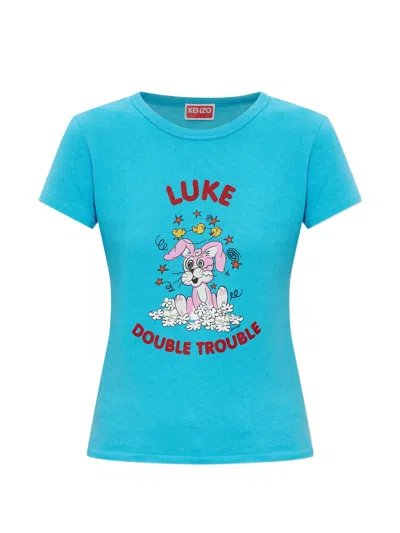 Kenzo Cotton T-shirt In Blue