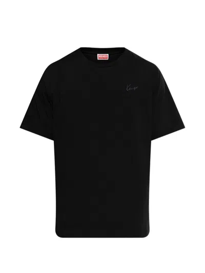 Kenzo Logo-embroidered T-shirt In Black