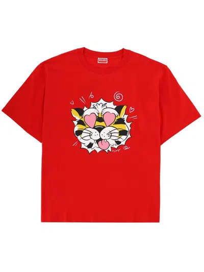 Kenzo Cotton T-shirt For Men - Ss26 Collection In Red