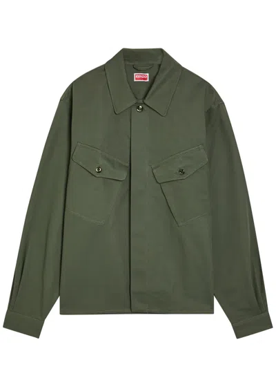 Kenzo Cotton-twill Overshirt In Brown