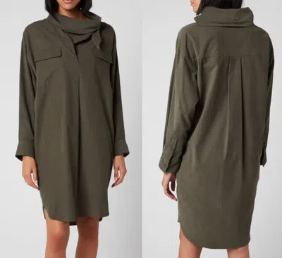 Pre-owned Kenzo Cowl Neck Collar Green Festival Midi Fern Dress Shirt Dress S