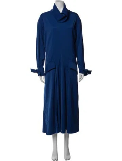 Pre-owned Kenzo Cowl Neck Midi Length Dress In Blue