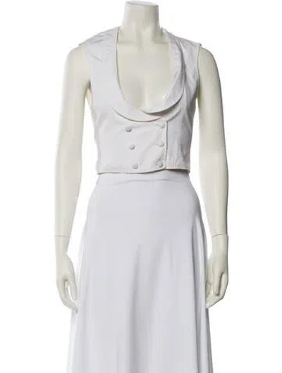 Pre-owned Kenzo Cowl Neck Sleeveless Crop Top In White