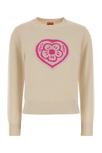 Kenzo Cream Cotton Blend Sweater In Neutral
