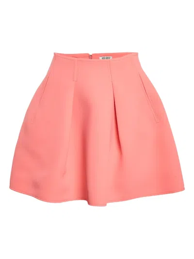 Pre-owned Kenzo Crepe Pleated Mini Skirt In Pink