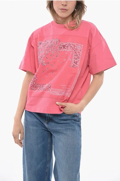 Kenzo Crew Neck Bandana Cotton T-shirt In Pink