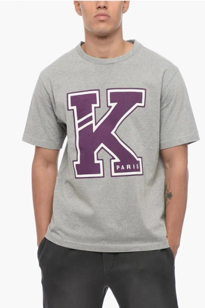 Kenzo Crew Neck College Classic Cotton T-shirt In Gray