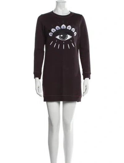 Pre-owned Kenzo Crew Neck Dress In Burgundy