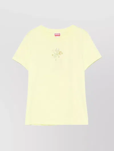 Kenzo Crew Neck Embellished Graphic Print Top In White