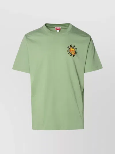 Kenzo Crew Neck Graphic Print Short Sleeves In Green
