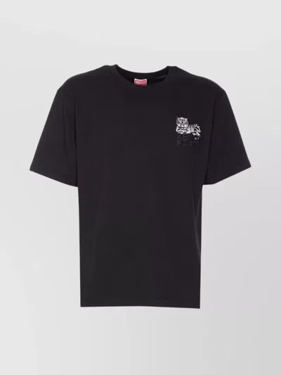 Kenzo Crew Neck Graphic Print Short Sleeves In Black