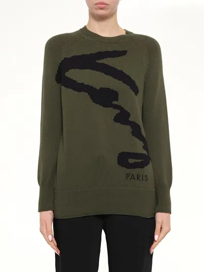 Kenzo Raglan-sleeve Sweater In Green