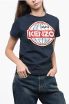 Kenzo Crew Neck Le Monde T-shirt With Front Embroidery