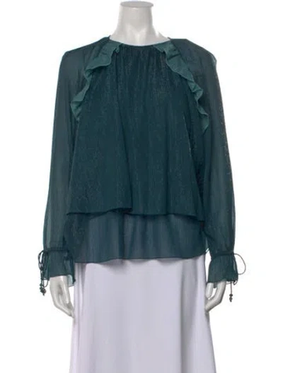 Pre-owned Kenzo Crew Neck Long Sleeve Blouse In Blue