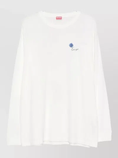 Kenzo Crew Neck Long Sleeves Floral Print Shirt In White