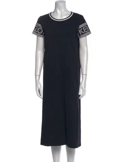Pre-owned Kenzo Crew Neck Midi Length Dress In Blue