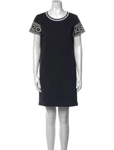 Pre-owned Kenzo Crew Neck Mini Dress In Black