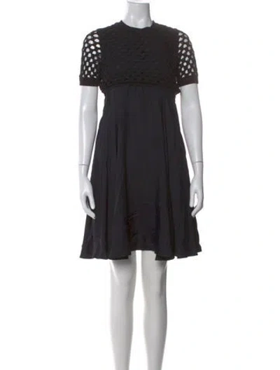 Pre-owned Kenzo Crew Neck Mini Dress In Black
