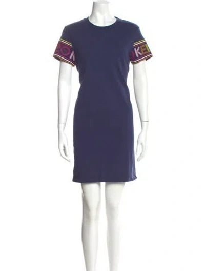 Pre-owned Kenzo Crew Neck Mini Dress In Blue