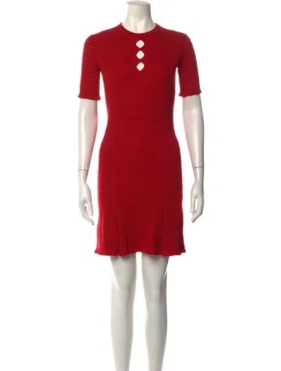 Pre-owned Kenzo Crew Neck Mini Dress In Red