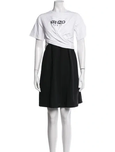 Pre-owned Kenzo Crew Neck Mini Dress W/ Tags In Black/white