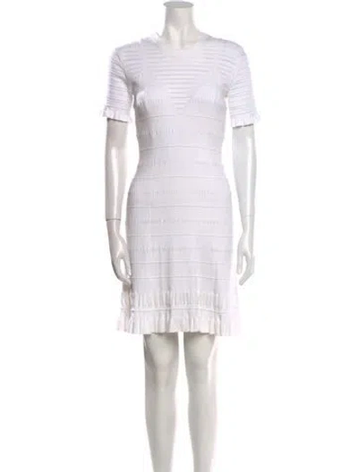 Pre-owned Kenzo Crew Neck Mini Dress In White