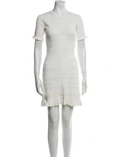 Pre-owned Kenzo Crew Neck Mini Dress In White