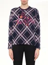 Kenzo Check-pattern Floral-embroidered Sweater In Multi
