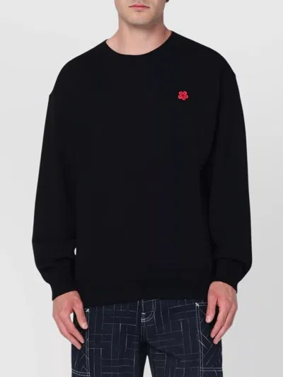 Kenzo Crew Neck Sweaters Embroidered Detail In Black