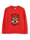 Kenzo Tiger Head-embroidered Sweatshirt In Red