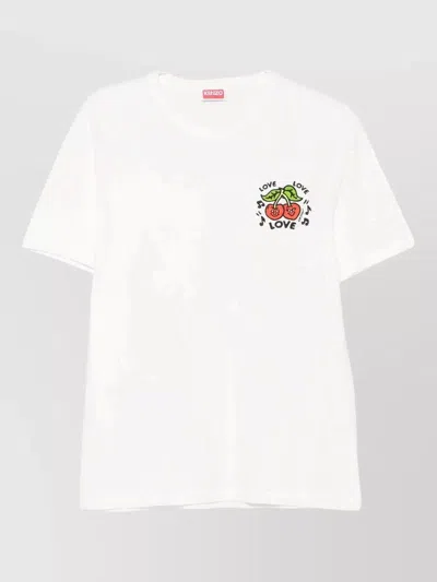 Kenzo Crew Neck T Shirt Graphic Print In White