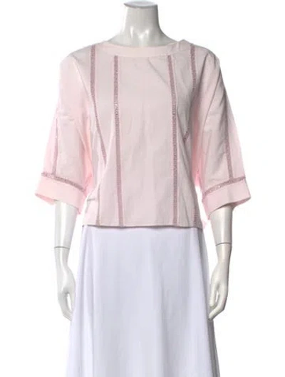 Pre-owned Kenzo Crew Neck Three-quarter Sleeve Top In Pink