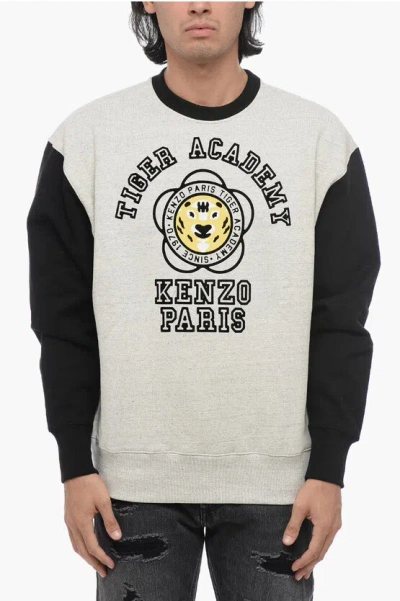 Kenzo Crew Neck Tiger Academy Sweatshirt With Flocked Print In Multi