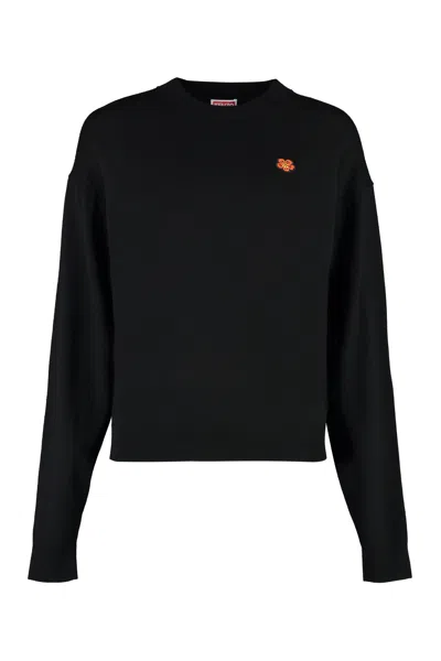 Kenzo Crew-neck Wool Sweater In Black
