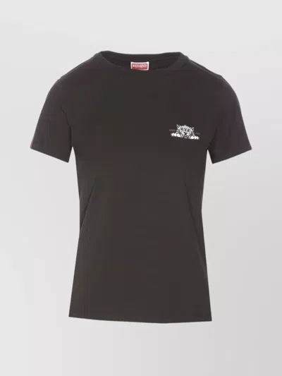 Kenzo Crewneck Graphic Print Short Sleeves In Neutral