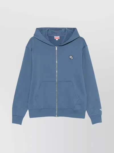 Kenzo Crewneck Sweater Front Pockets In Blue
