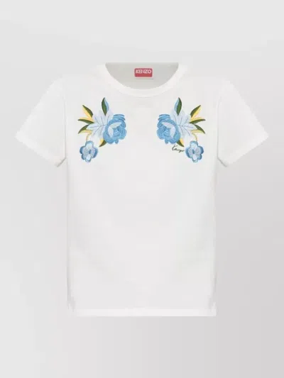 Kenzo Cropped Crew Neck Top Short Sleeves In White