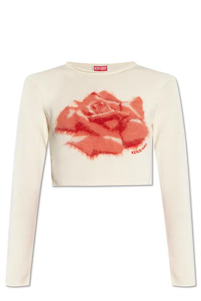 Kenzo Cropped Sweater In White