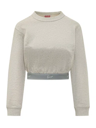 Kenzo Cropped Sweatshirt In Gray