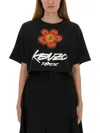 Kenzo Cropped T-shirt "futura" In Black